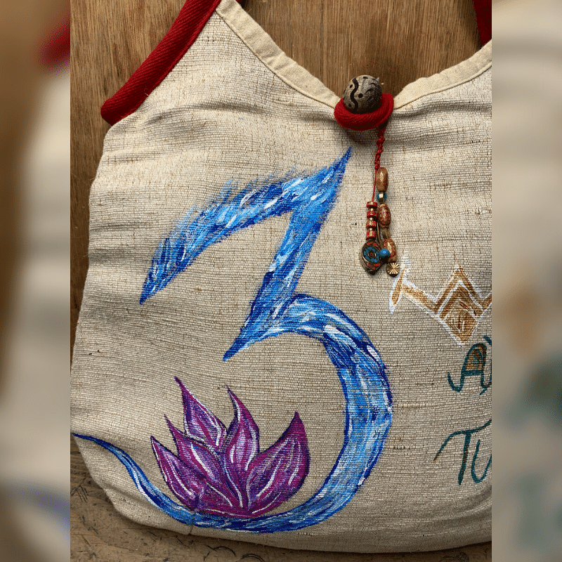 Aham Prem , Twam Prem handpainted Hemp bag