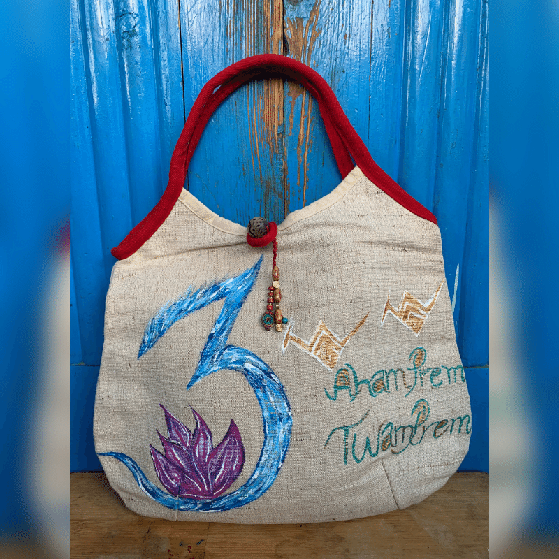 Aham Prem , Twam Prem handpainted Hemp bag