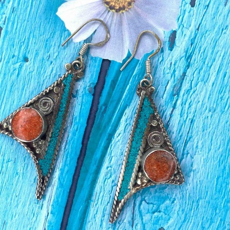 Coral-Silver-Earrings