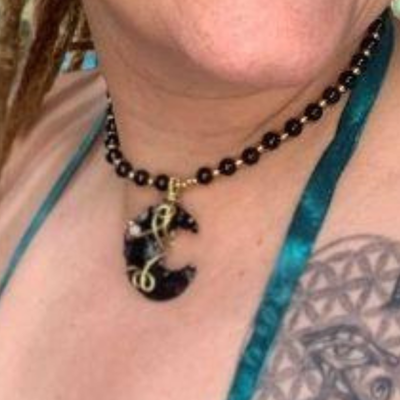 Lilith Obsedian Moon Necklace (Lilith the dark moon goddess)