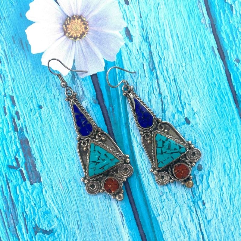 Vintage-Turqoise-Silver-Earrings